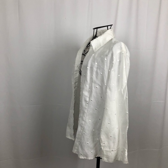 TWEEDS Linen button front blouse L - Picture 6 of 6